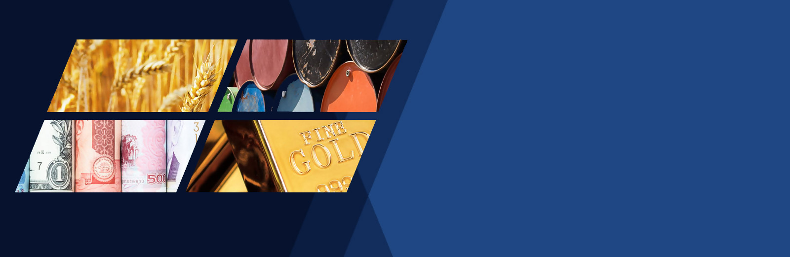 Collage of future metals, currencies, energy, commodities