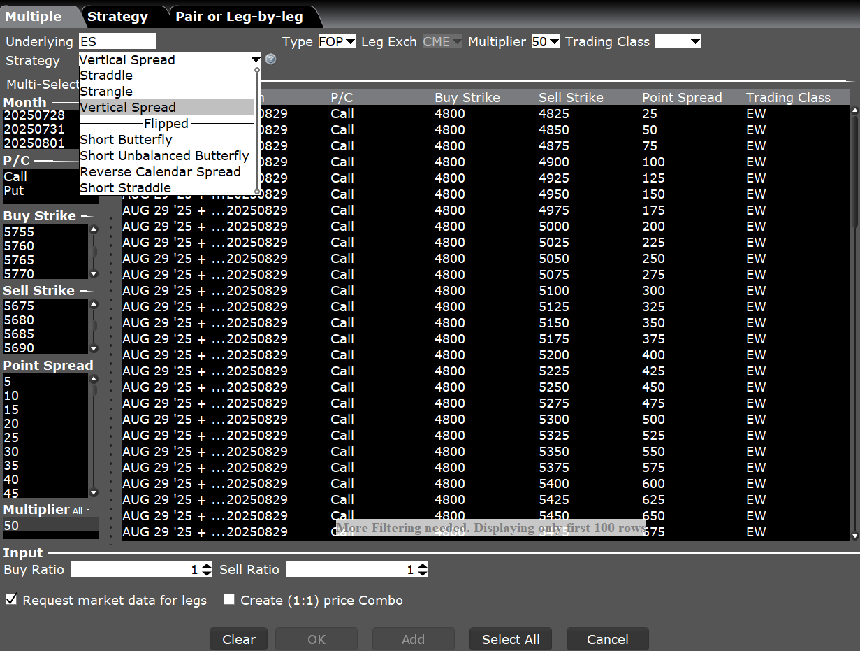 TWS ComboTrader